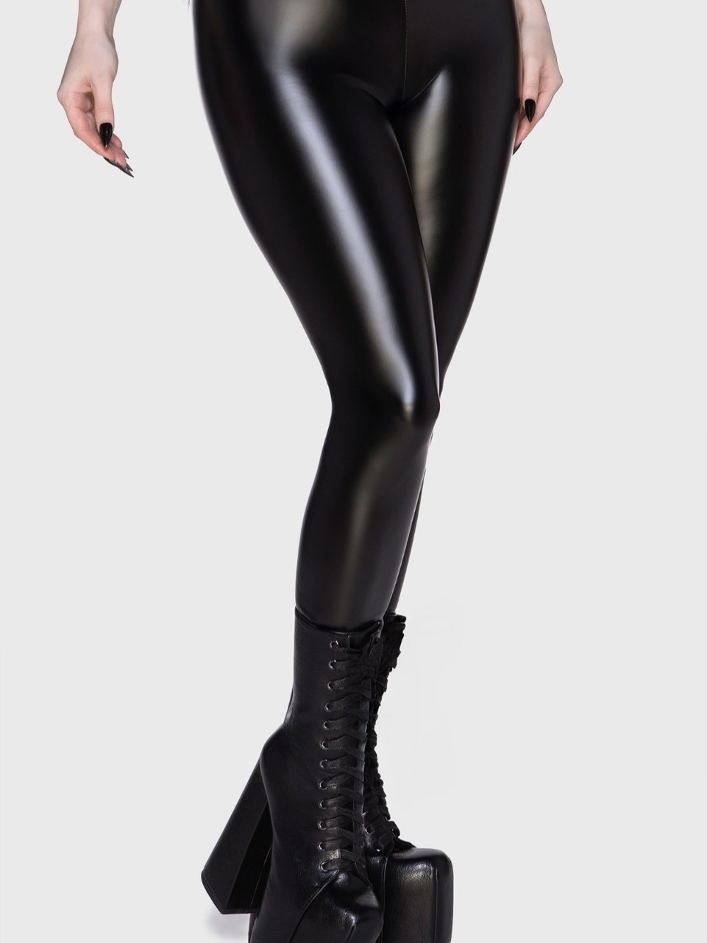 Killstar Black Shiny Faux Leather Leggings